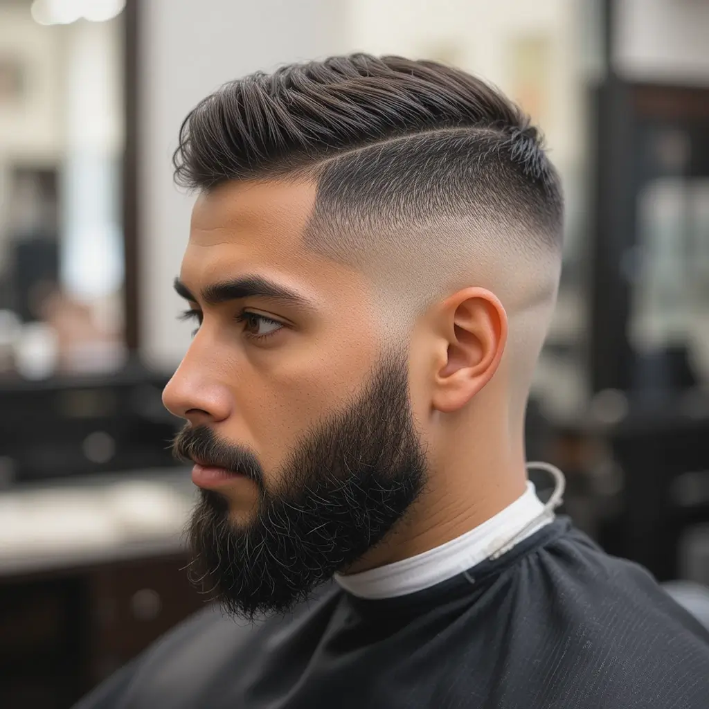 . Crew Cut Fade with Beard Outline