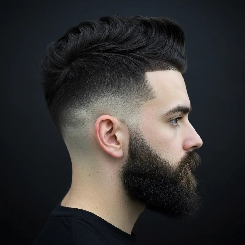. Curly Fade with Beard Sculpt