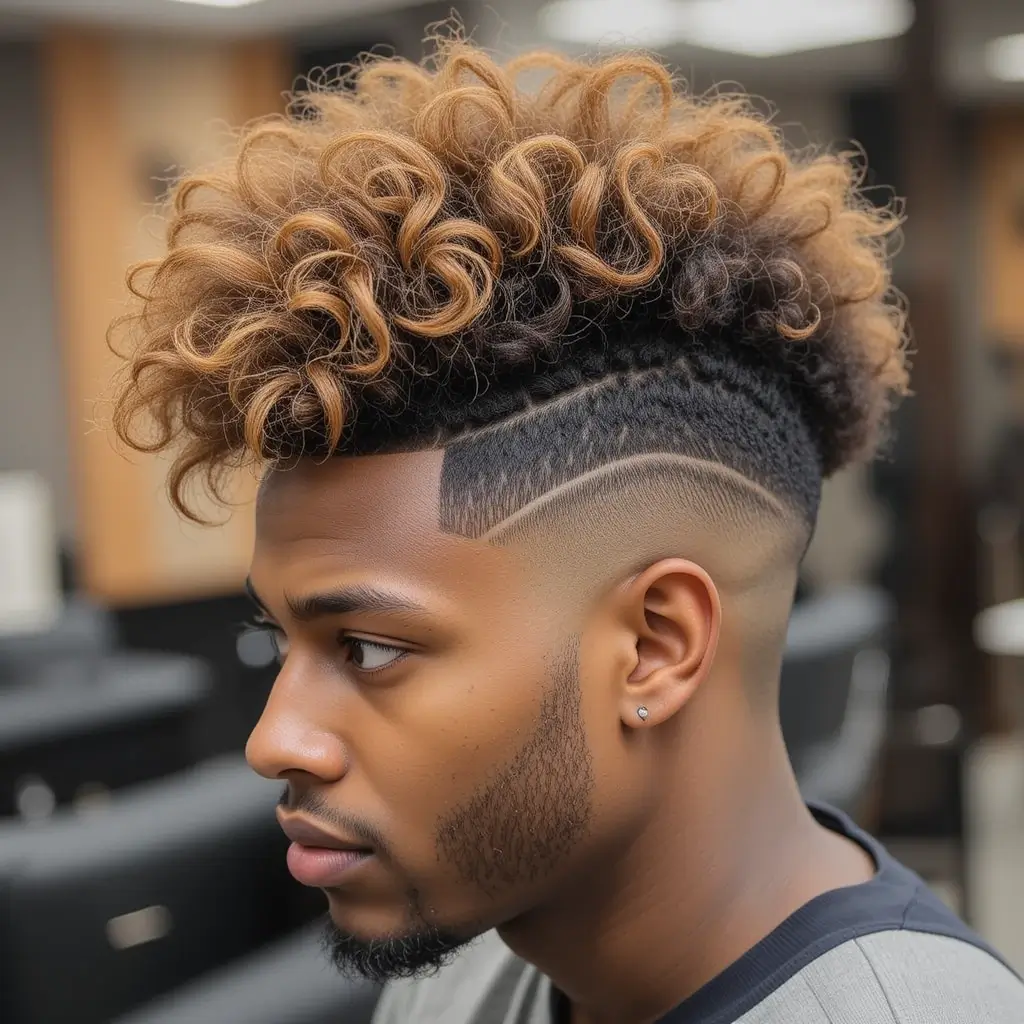 Curly Frohawk with Fade