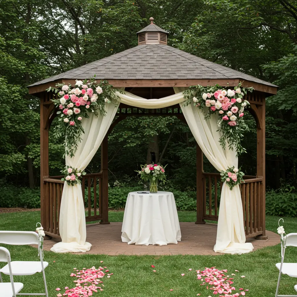 Curtain-Draped Gazebo