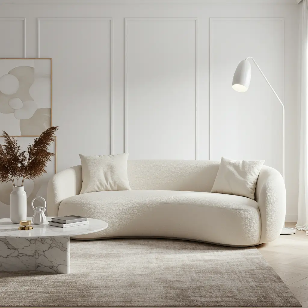 Curved Modern Cream Sofa
