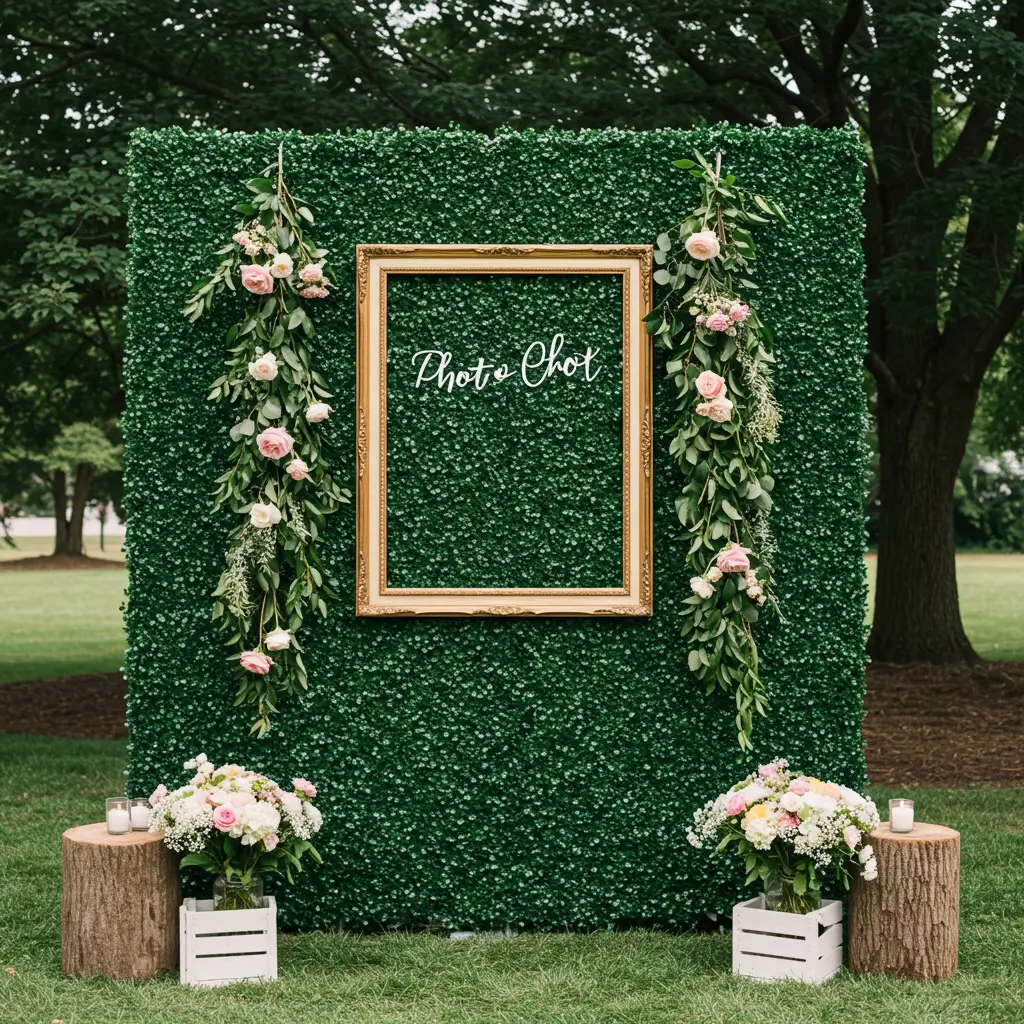 DIY Photo Booth with Greenery Wall