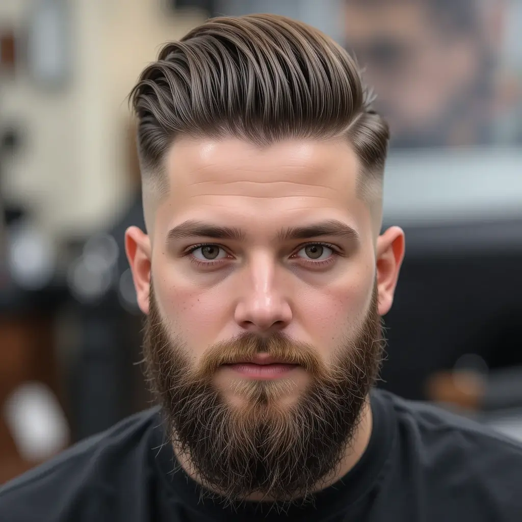 Disconnected High Fade with Bushy Beard