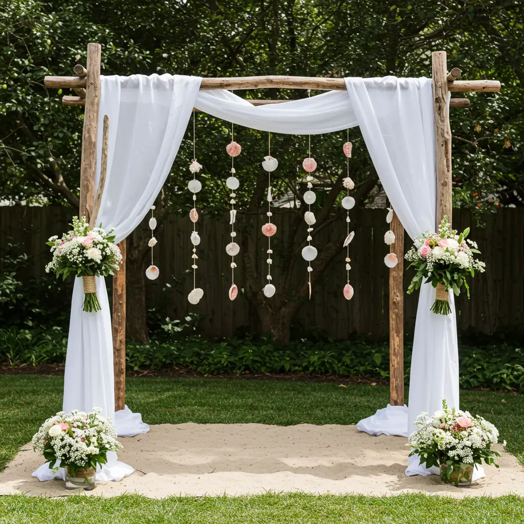 Driftwood Arch with Seashell Accents