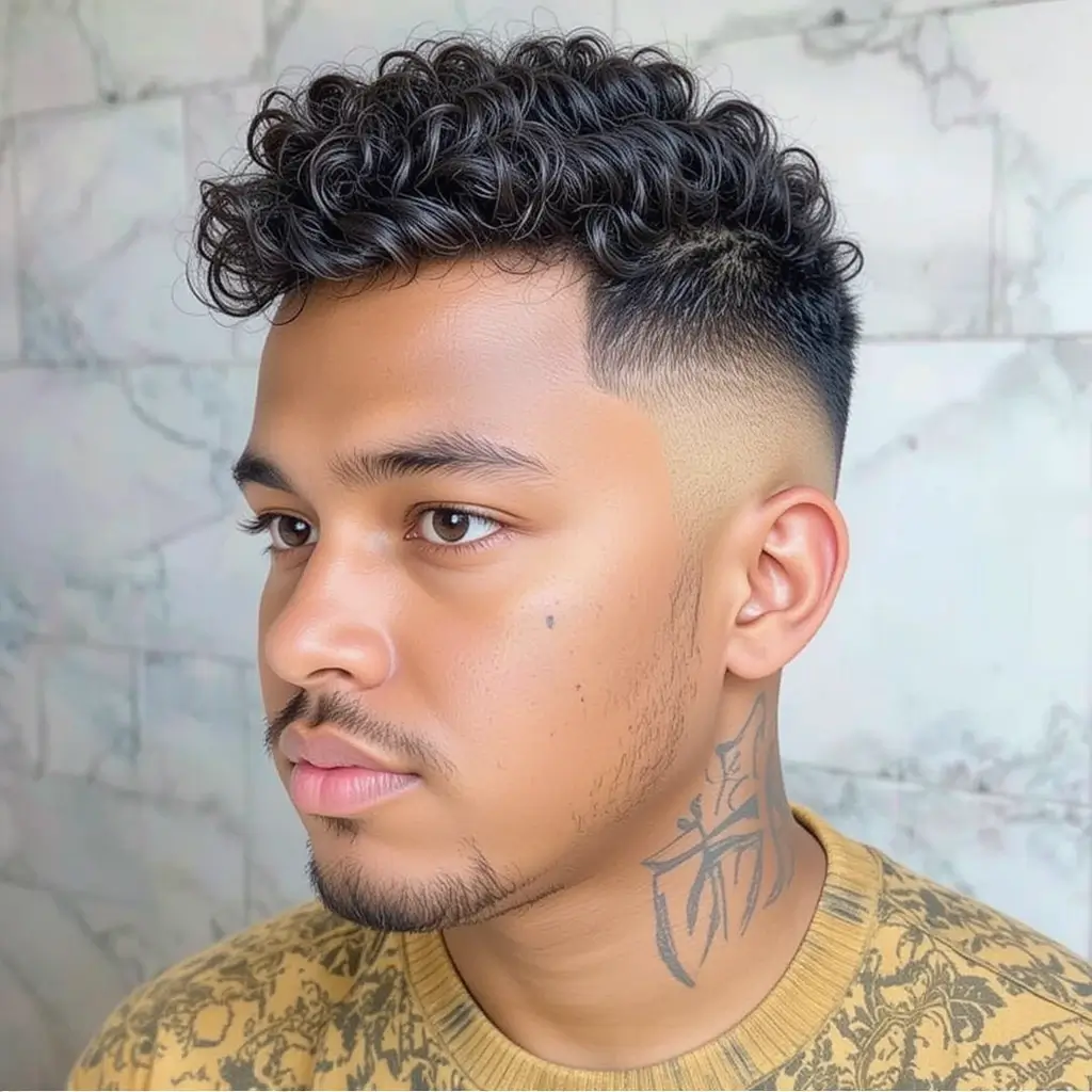 Drop Fade with Curly Fringe