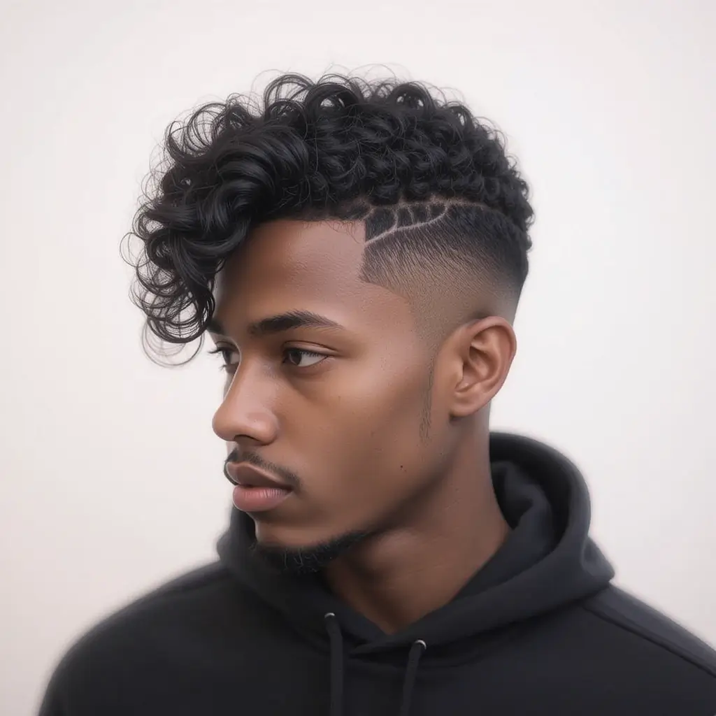 Drop Fade with Curly Top