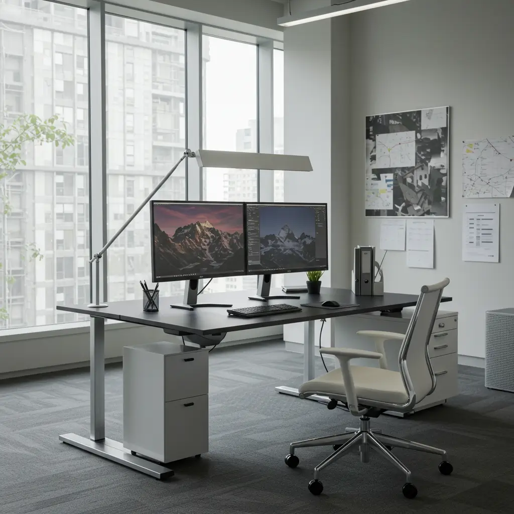Dual Monitor Setup with Sleek Stands