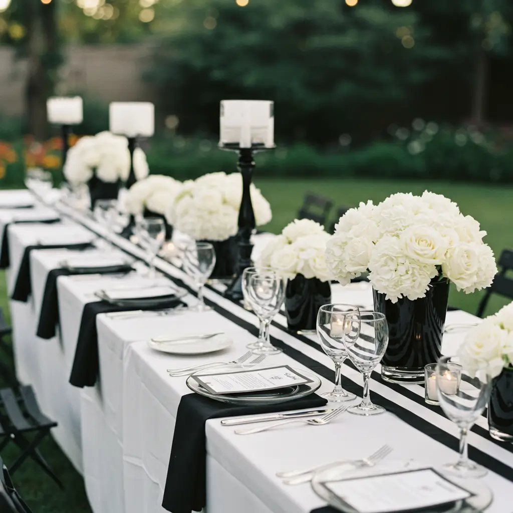 Elegant Black and White Table Settings
