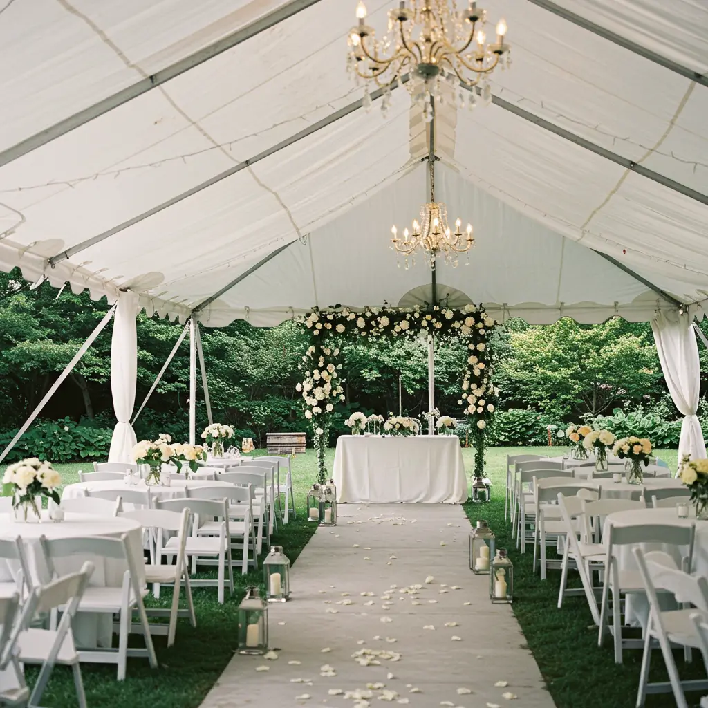 Elegant Tent with Draped Fabric