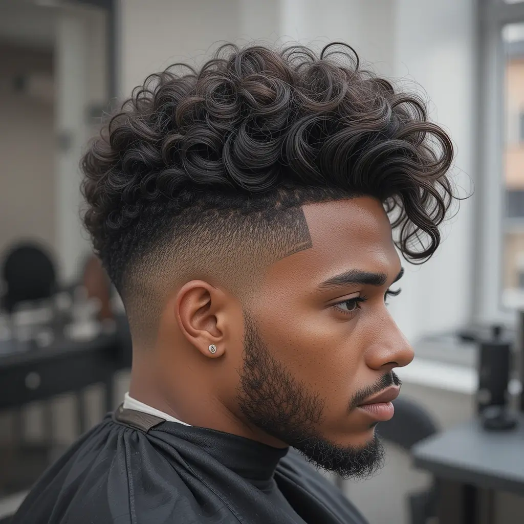 Fade with Sculpted Side Part
