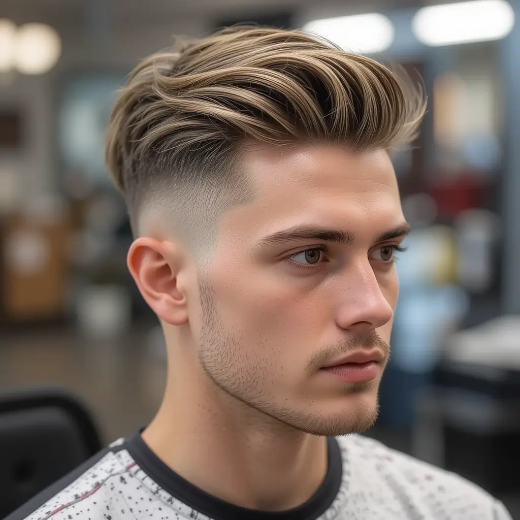 Fade with Short Side Swept Fringe