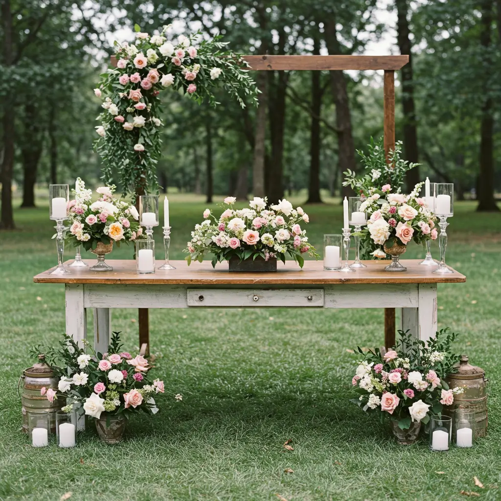 Farm Table Altar with Florals