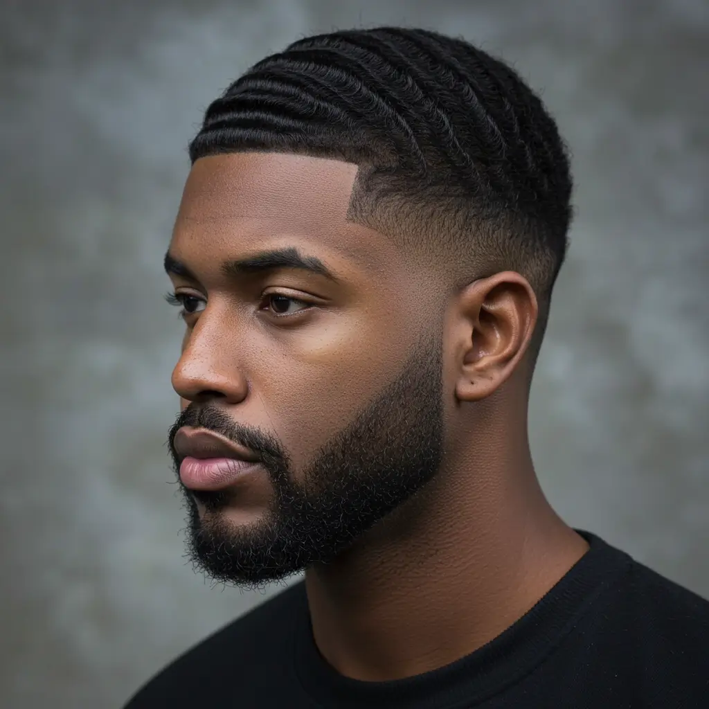 Faux Hawk Fade with Beard Line-Up