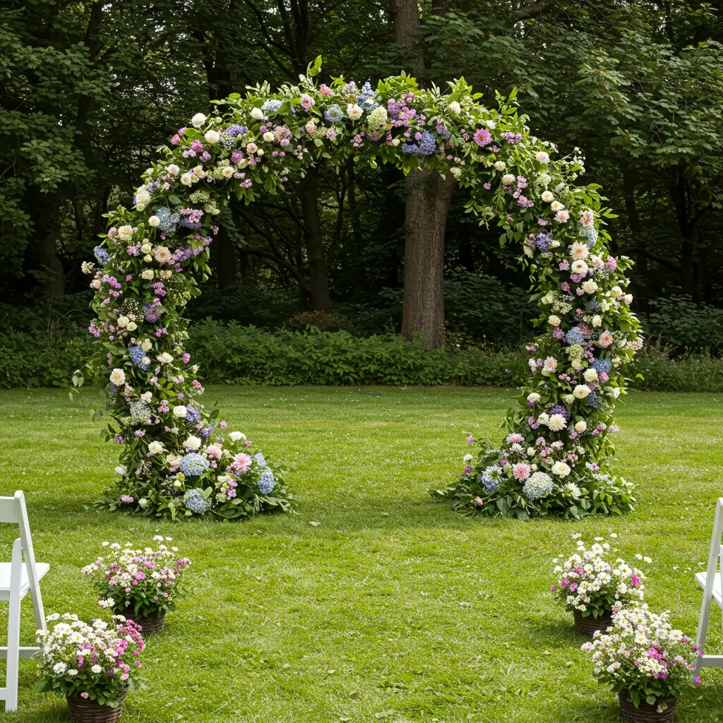 Floral Circle Altar on Grass