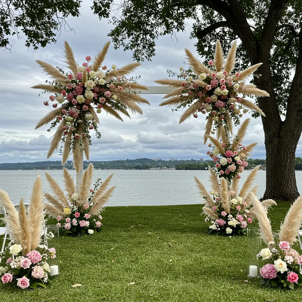 Flower Arch with Pampas Grass