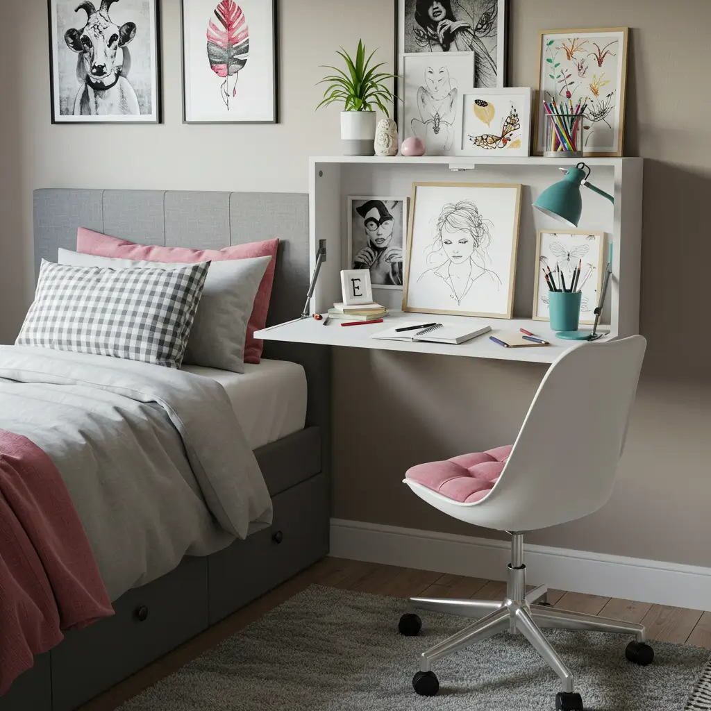 Fold-Out Wall Desk for Creative Time