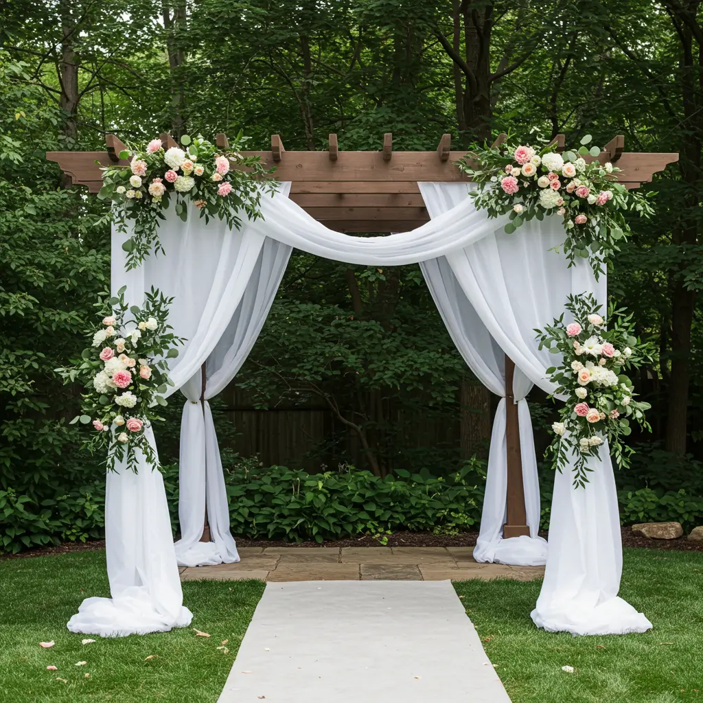 Garden Pergola Draped in Fabric