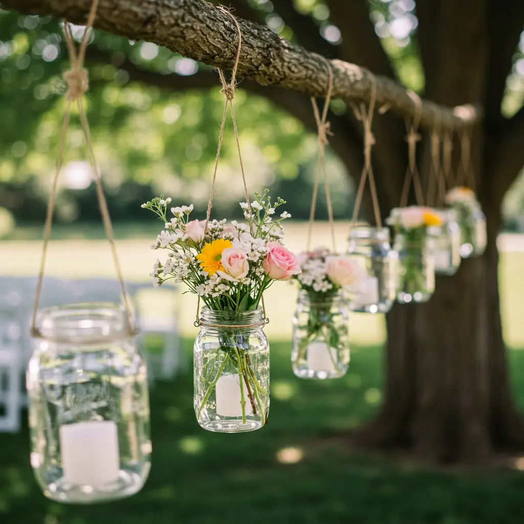 Hanging Mason Jar Centerpieces