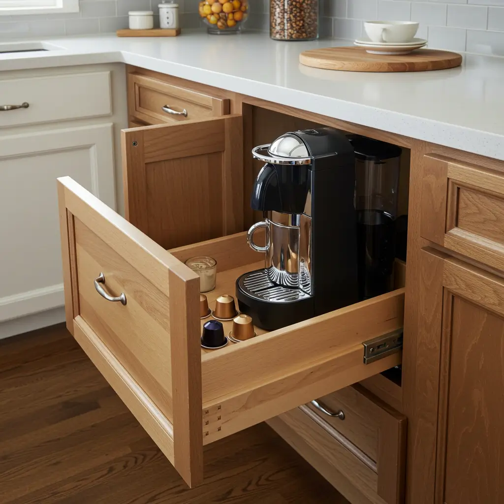 Hidden Pull-Out Drawer Station