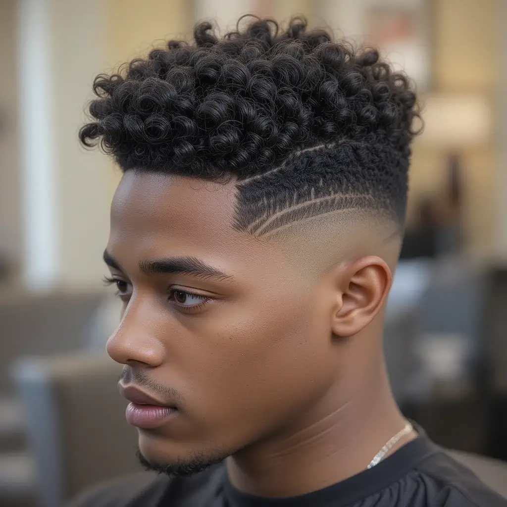High Fade with Sponge Curls
