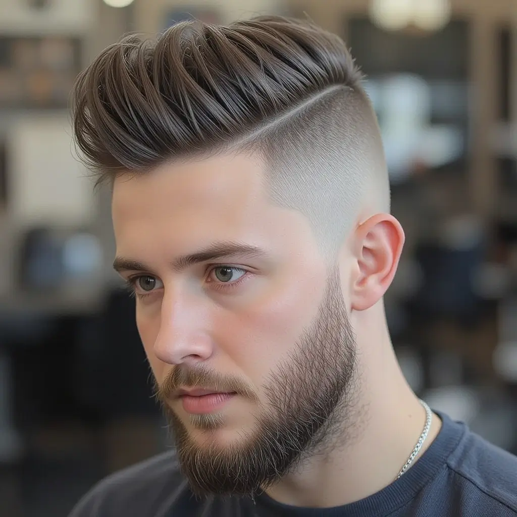 High Fade with Stubble Beard
