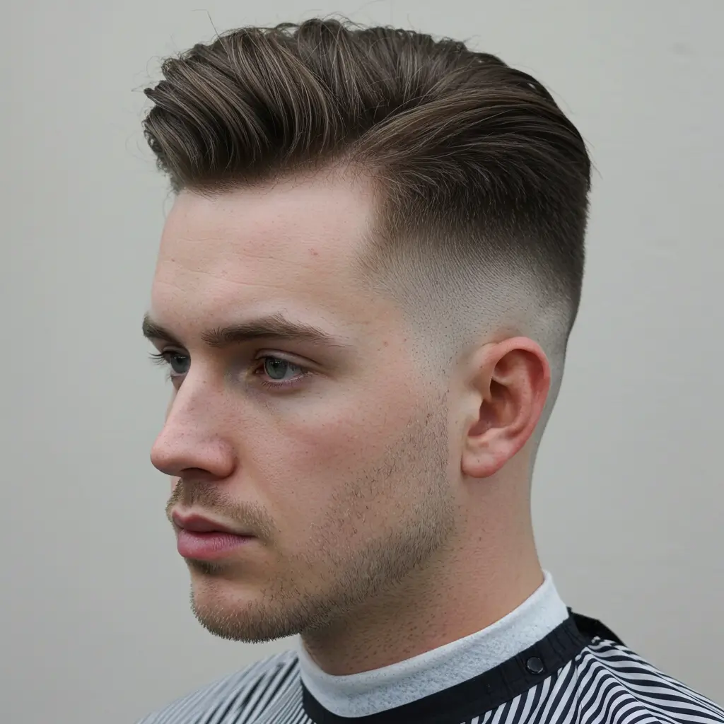 High Skin Fade with Crew Pompadour