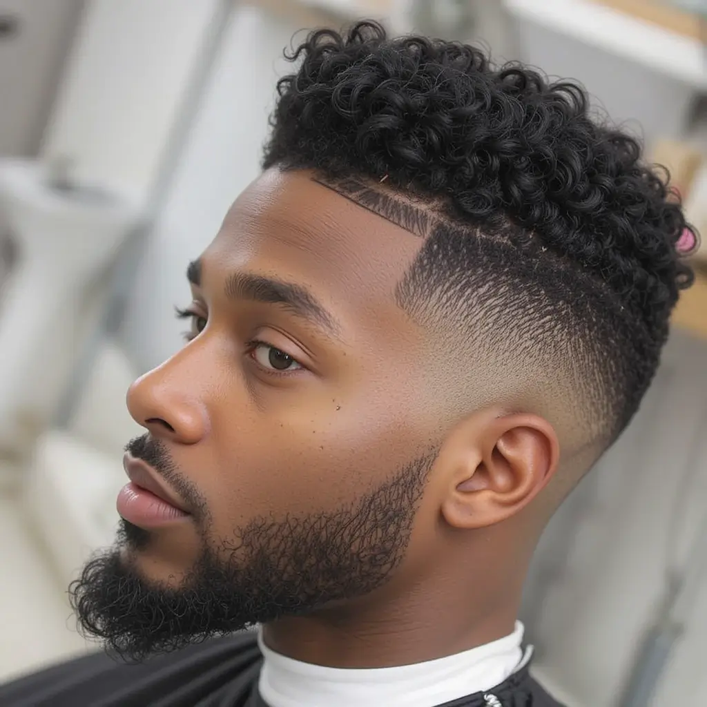 High Skin Fade with Textured Curl Top