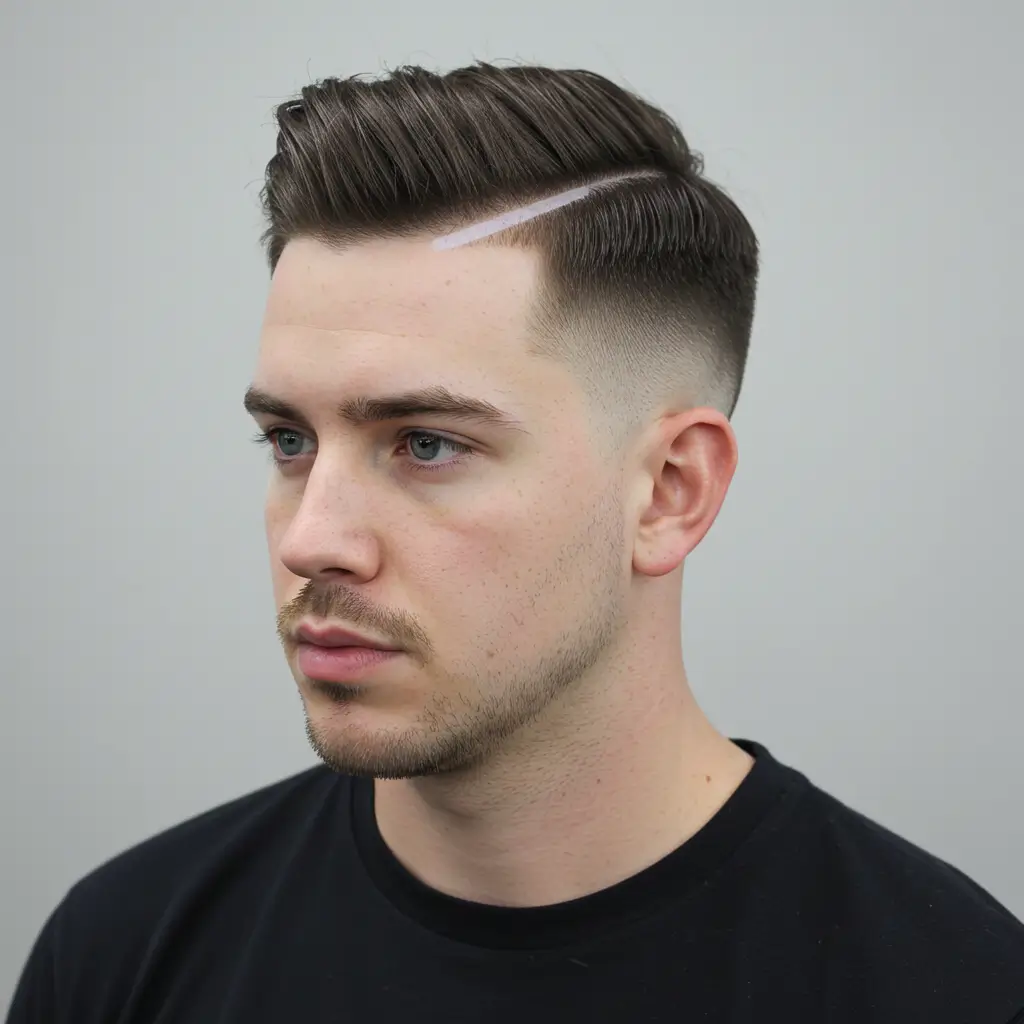 High Taper Fade with Hard Part