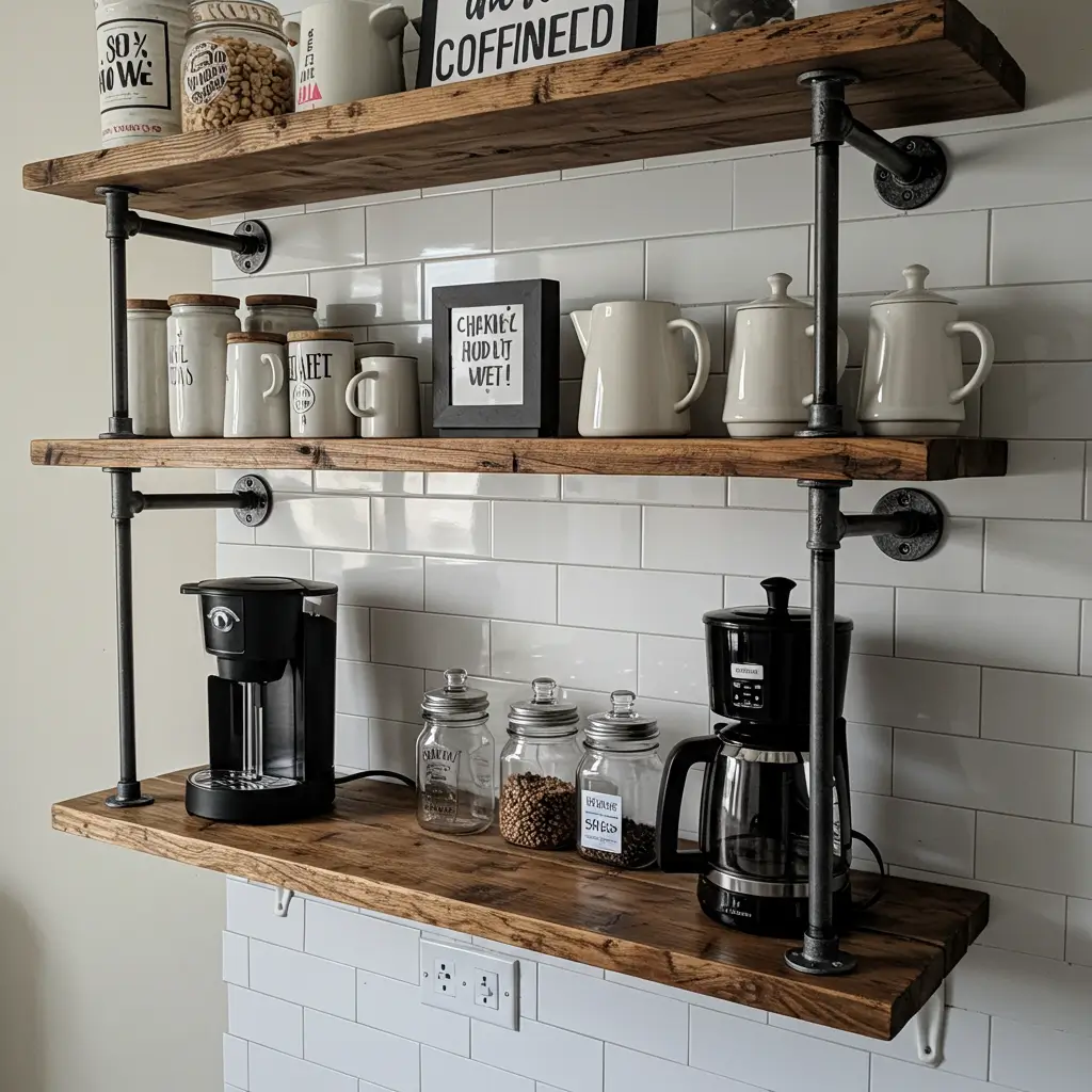Industrial Pipe Shelf Setup