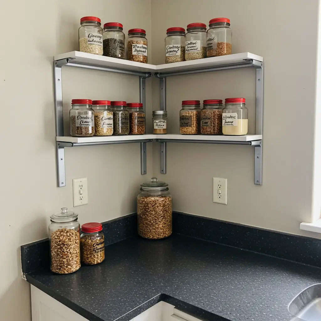 Install Corner Tension Rod Shelving