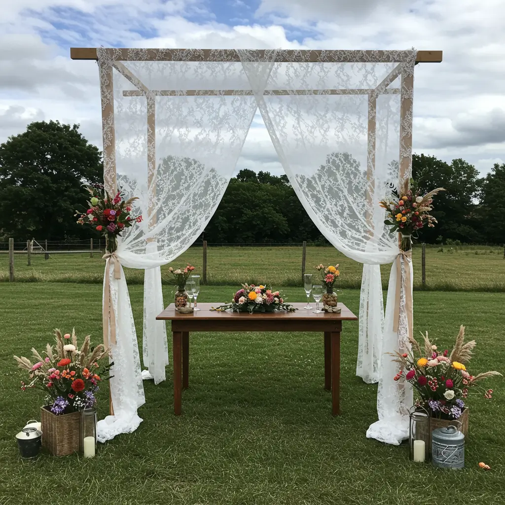 Lace Canopy Over Entrance Table
