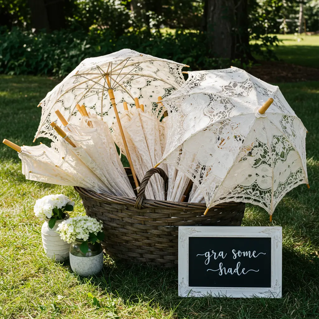Lace Parasol Basket Display