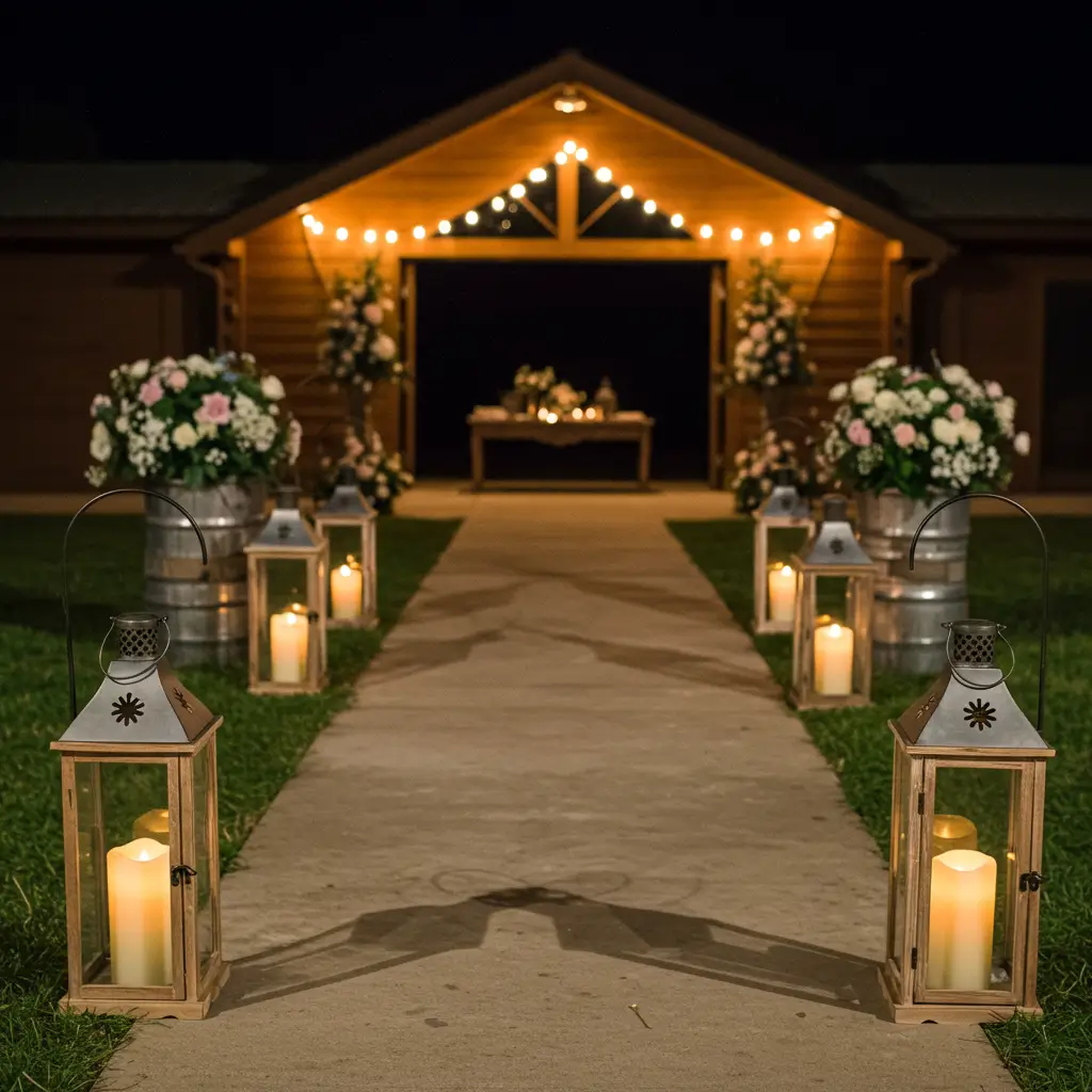 Lantern-Lit Path to Entrance Table