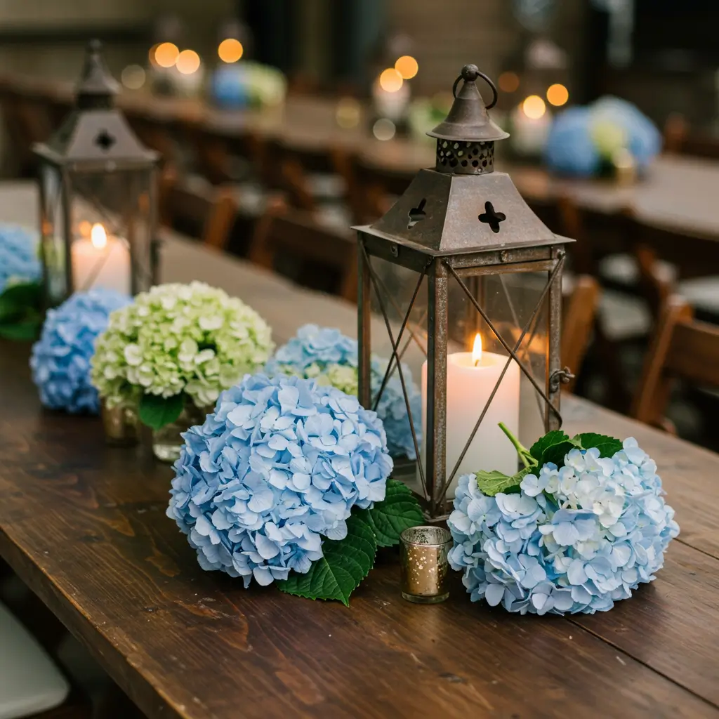  Lanterns and Hydrangea Clusters