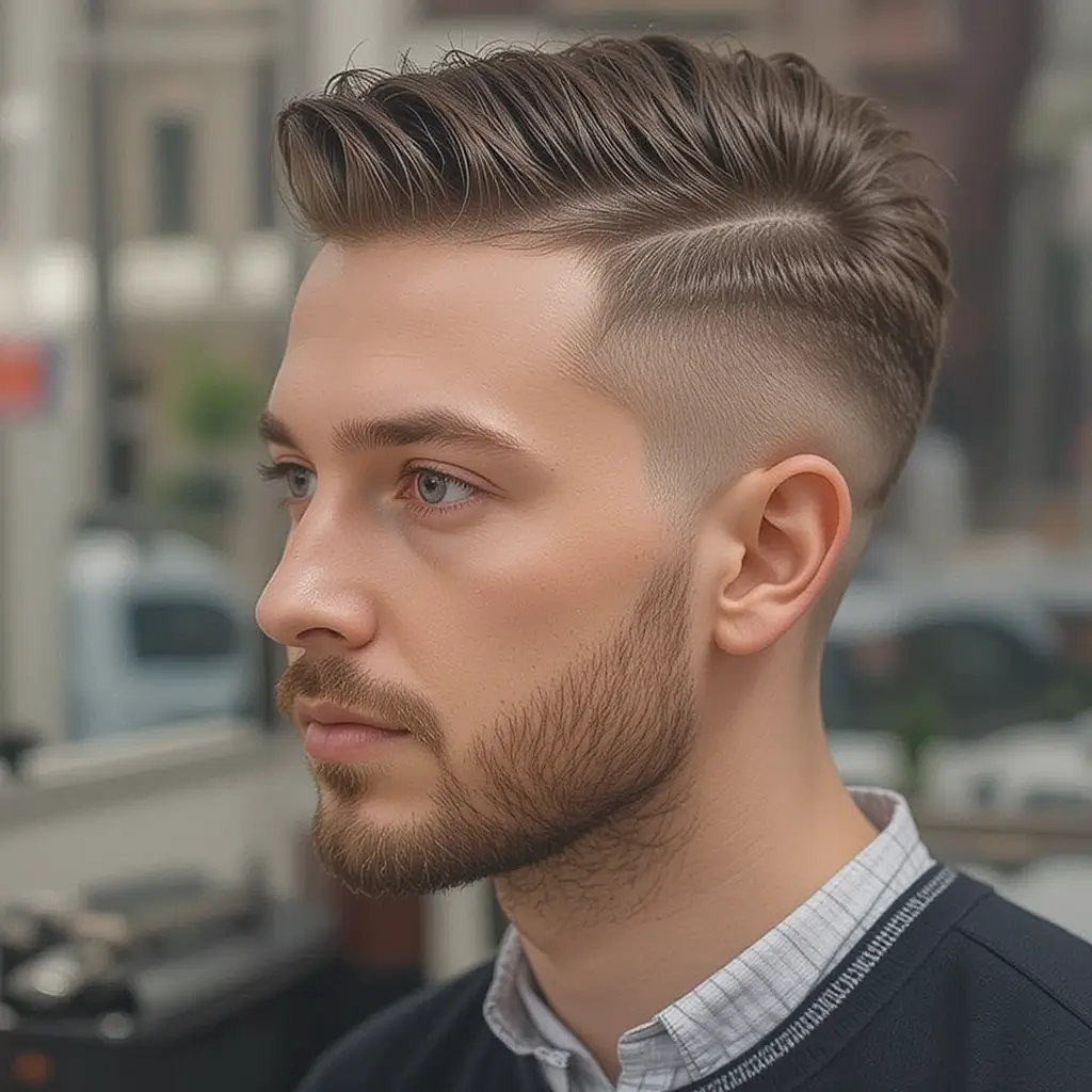 Low Fade with Short Side Part