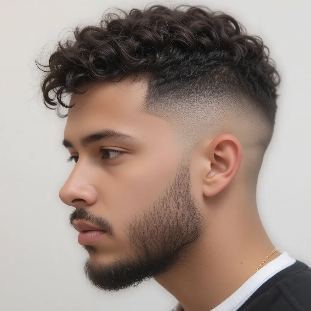 Low Skin Fade with Defined Coils and Shadow Beard