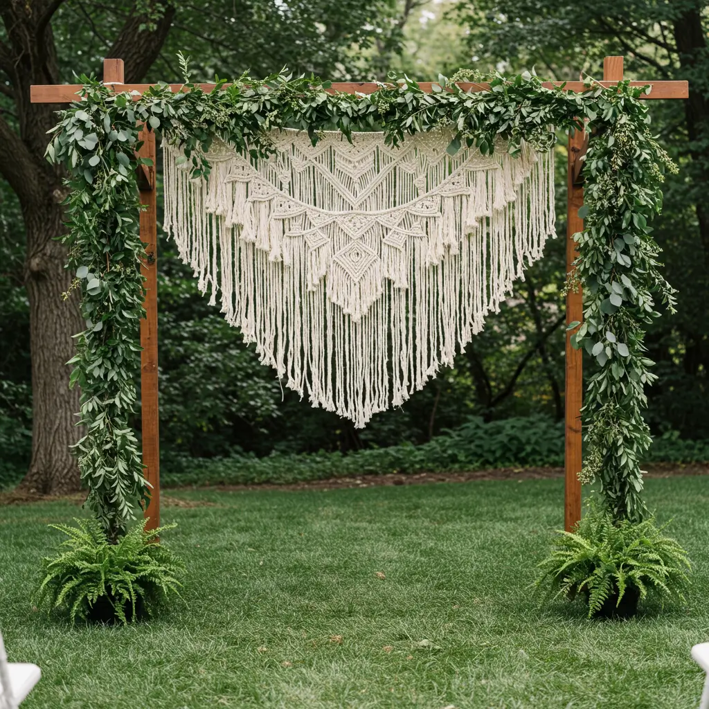 Macramé and Greenery Backdrop