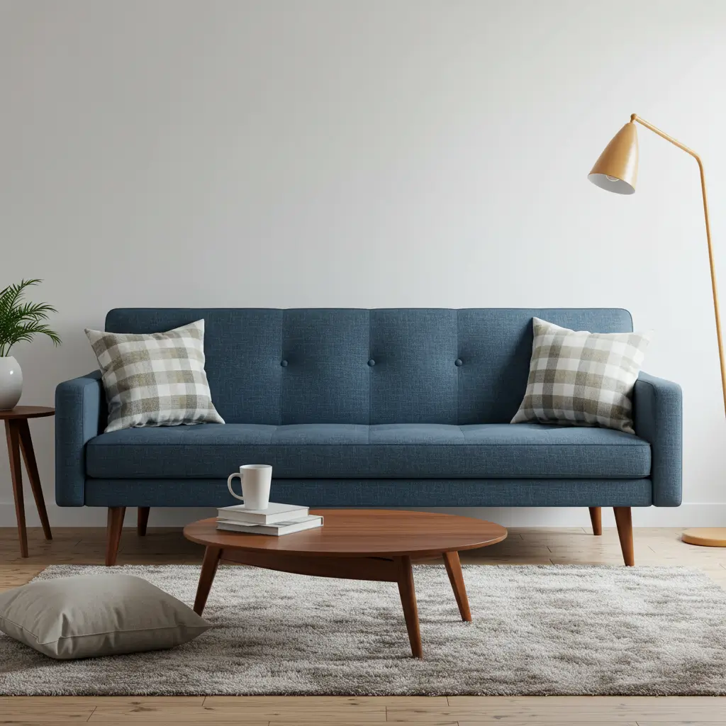 . Mid-Century Modern Sofa with Tapered Legs