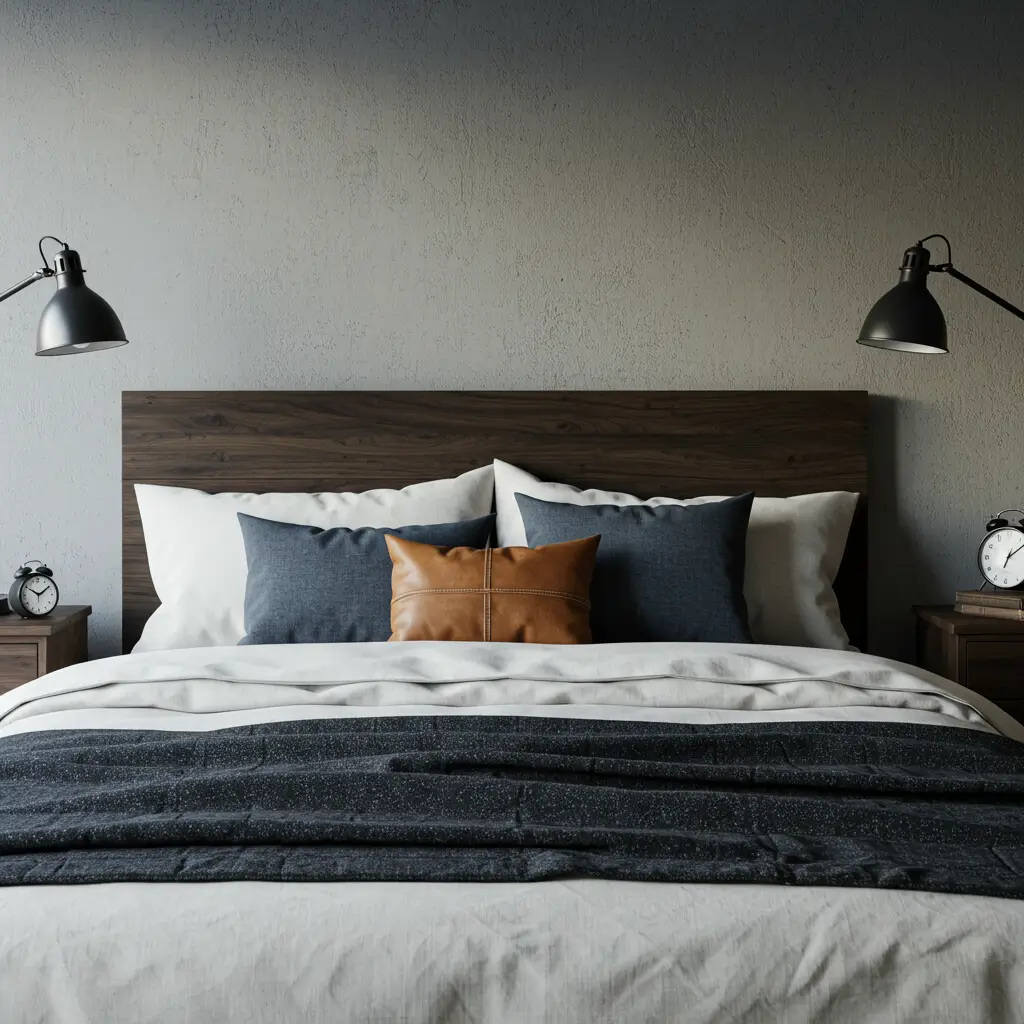 Minimal Bedding with Industrial Throw Pillows