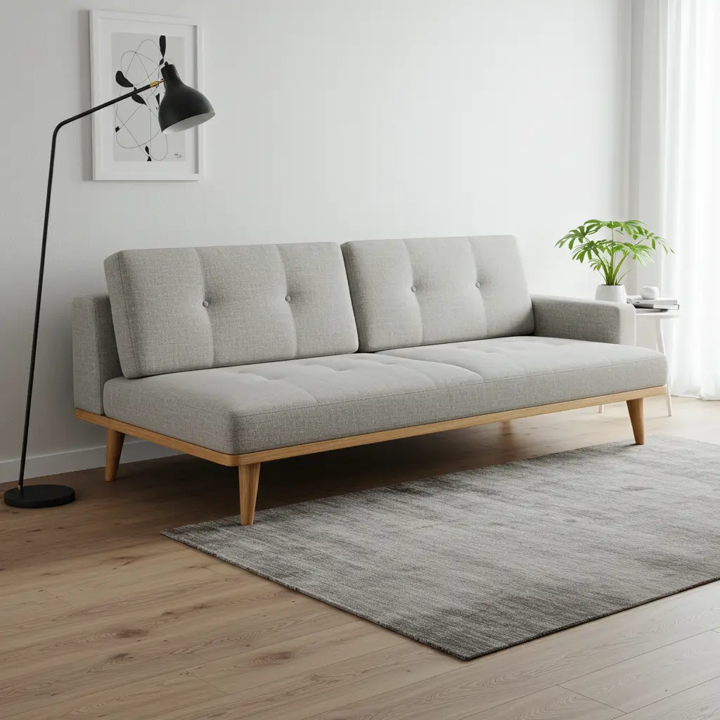 Minimalist Sleeper Sofa with Wooden Base