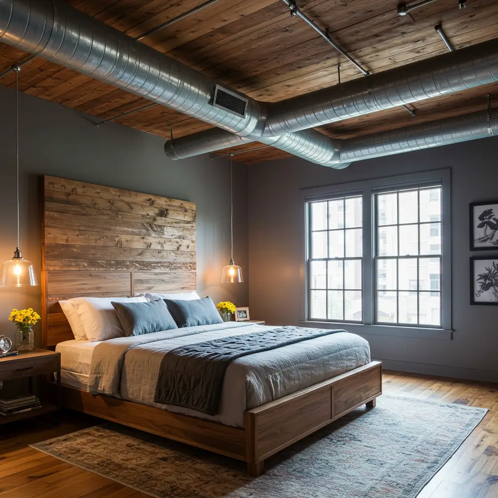 Open Duct Ceiling and Wooden Accents