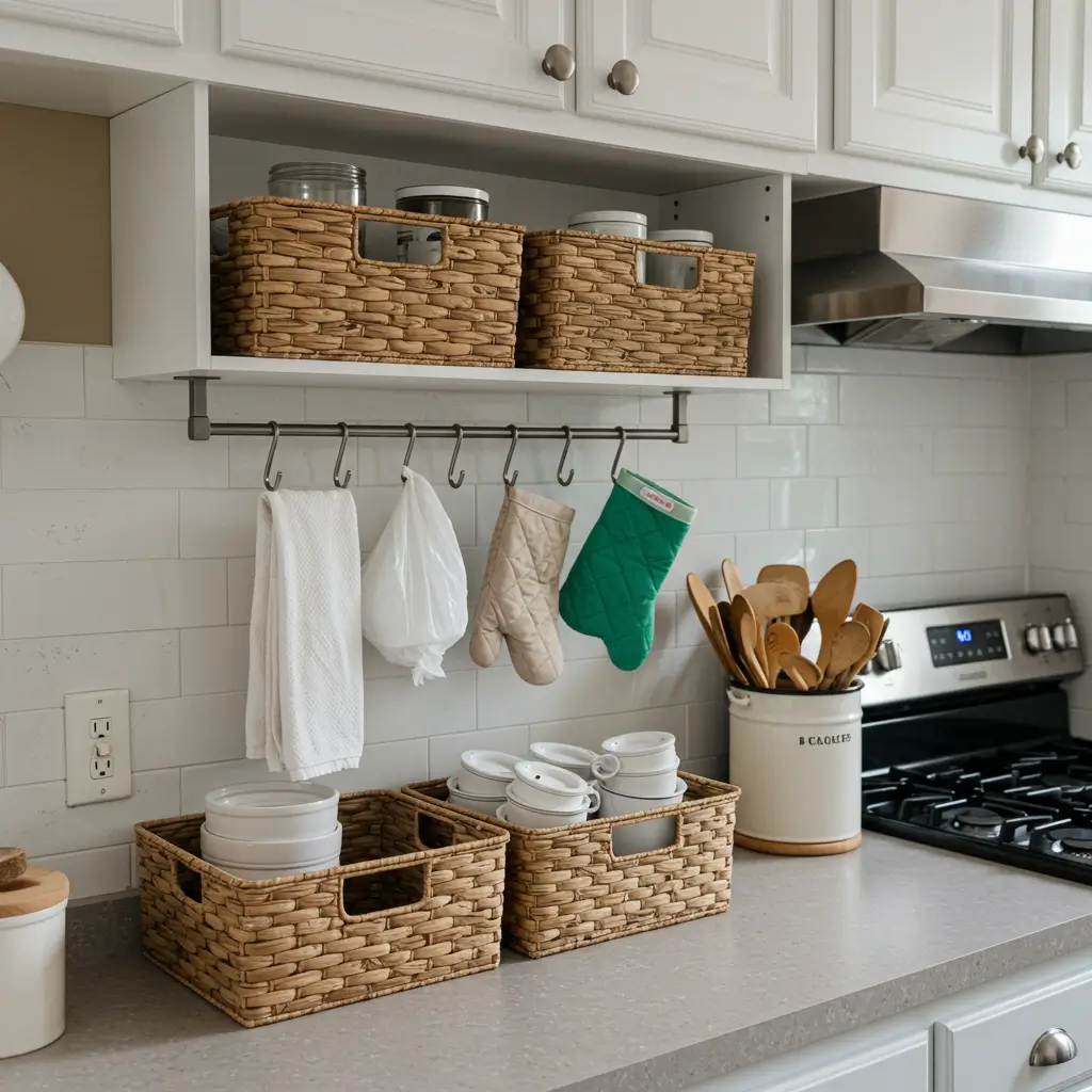 Over-Cabinet Hooks and Baskets