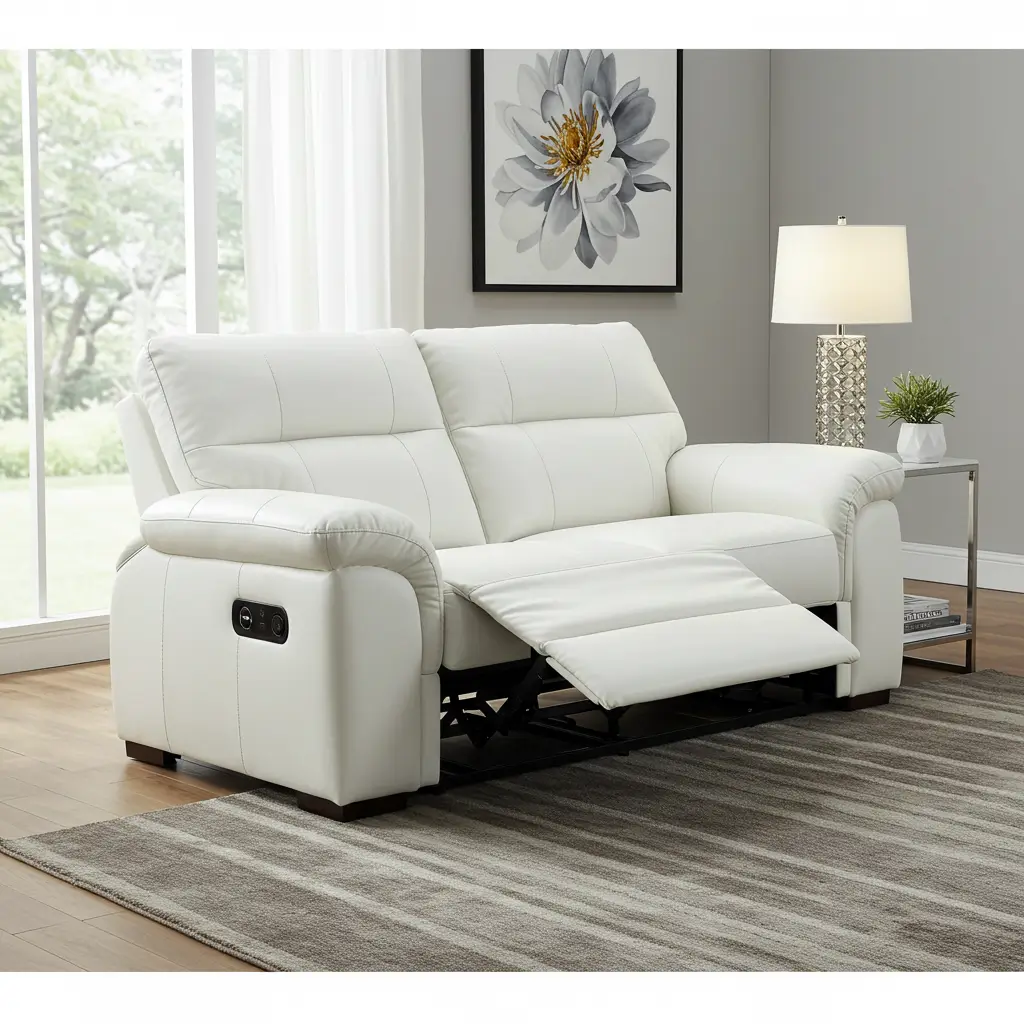 Pearl White Recliner Sofa