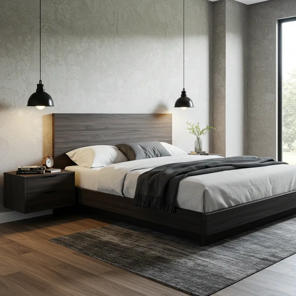 Platform Bed with Floating Nightstands