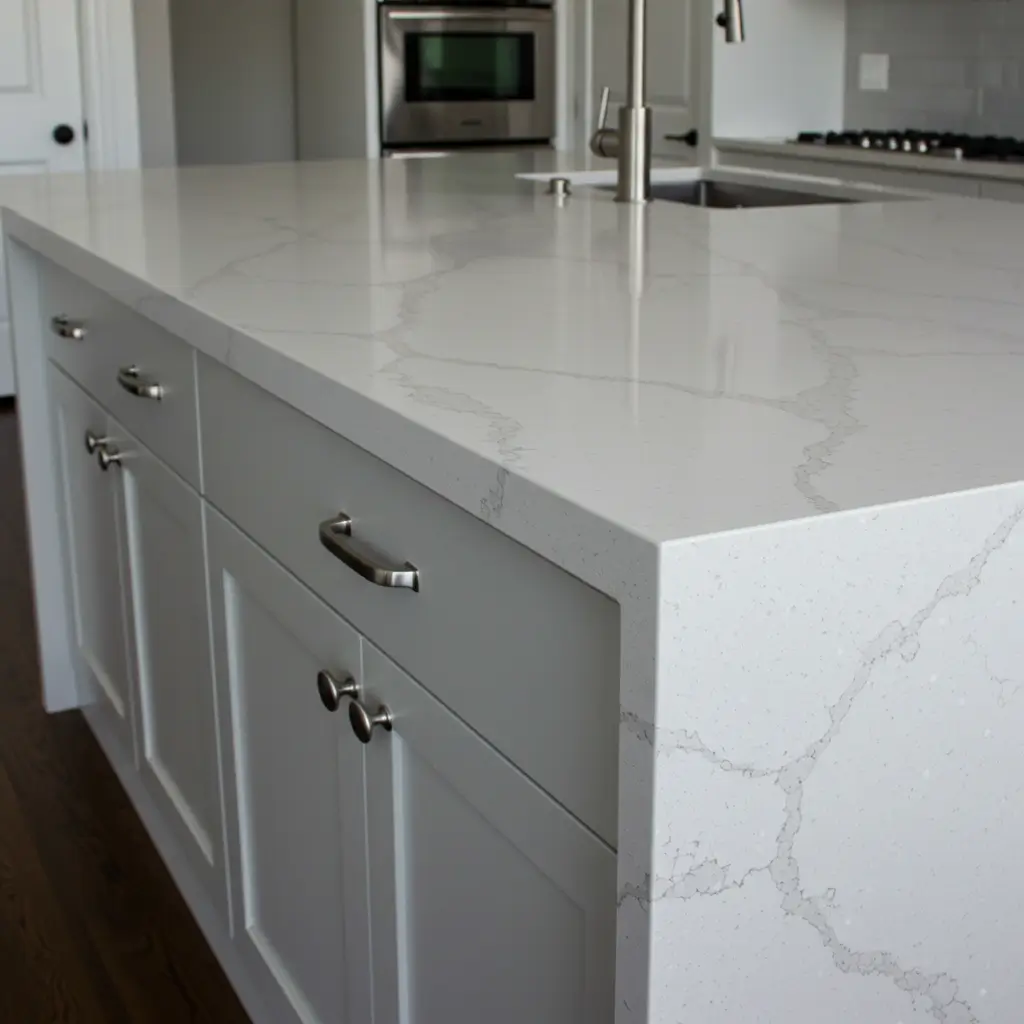 Quartz Countertops with Waterfall Edges