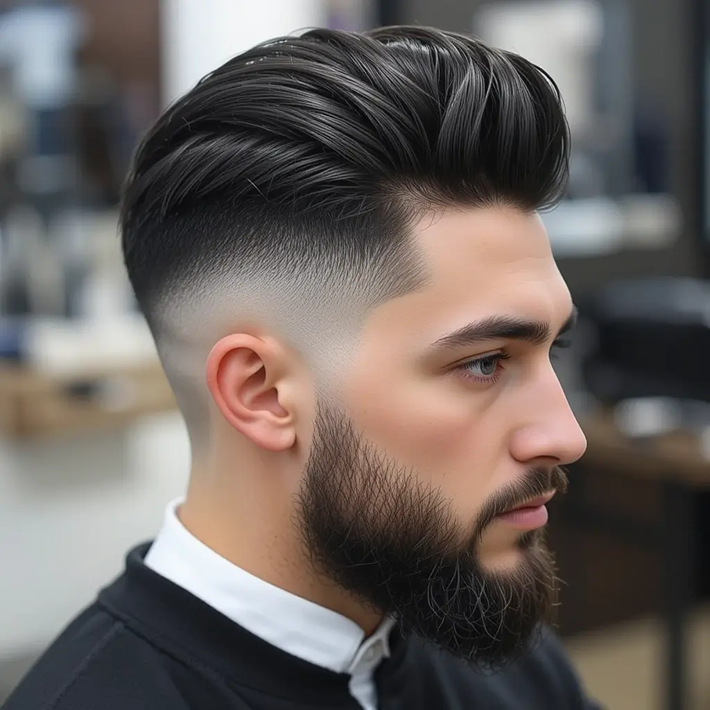 Razor Fade with Shadow Beard
