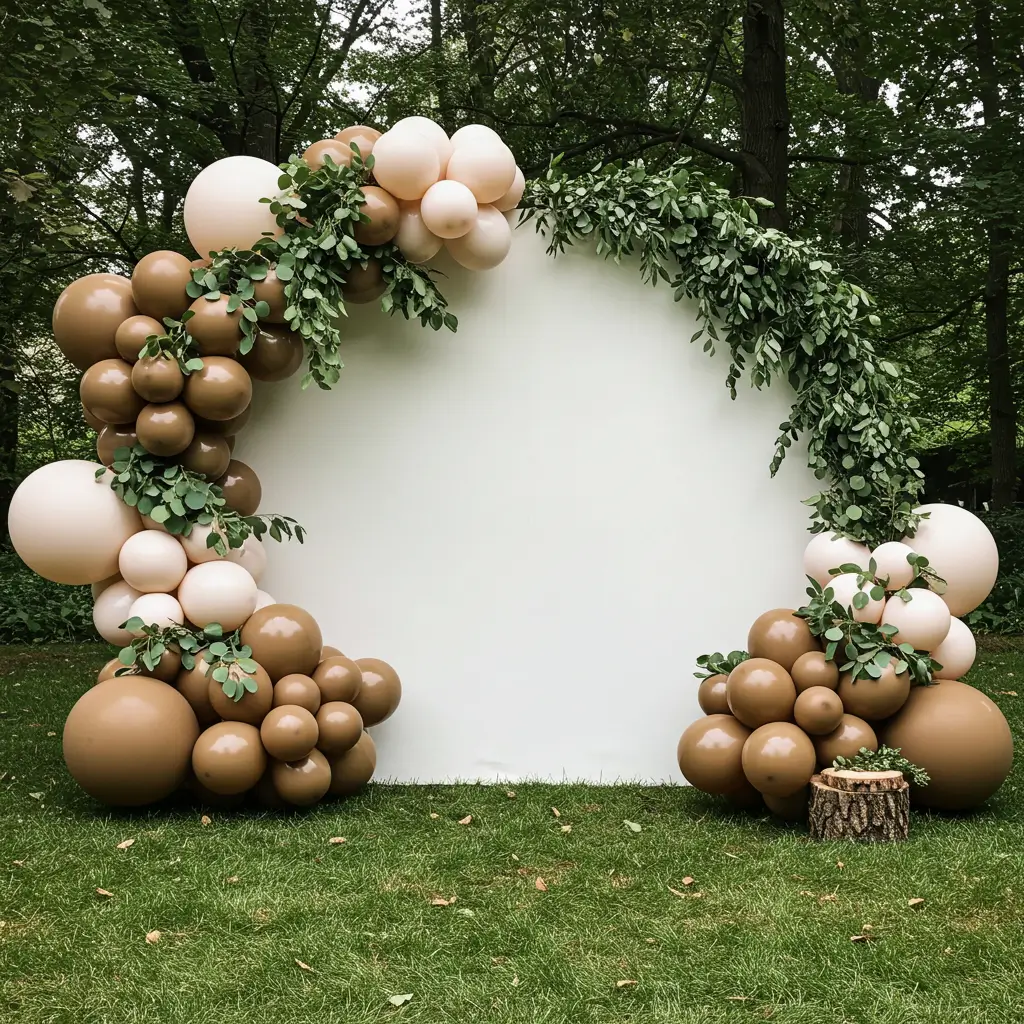 Rustic Balloon and Greenery Arch