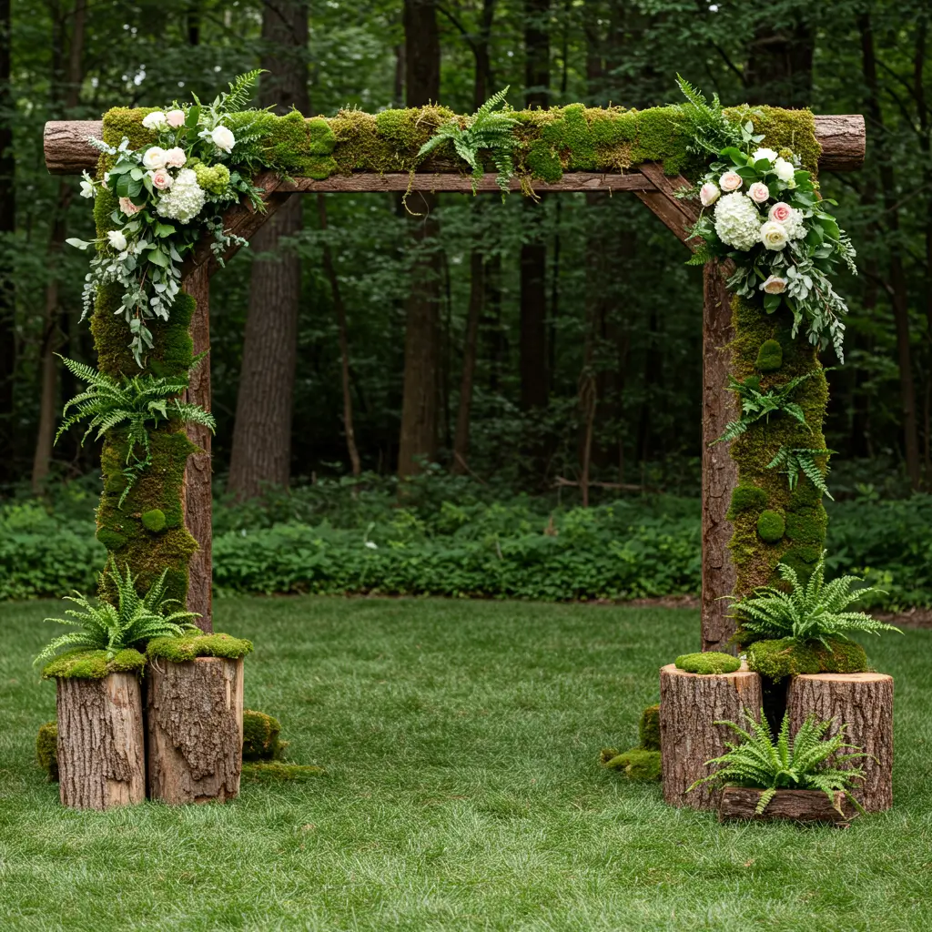 Rustic Log and Moss Altar