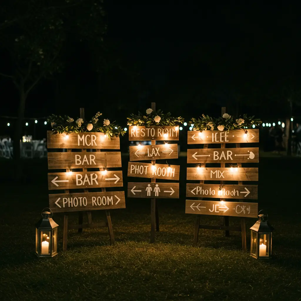 Rustic Wood Signage with Backlights