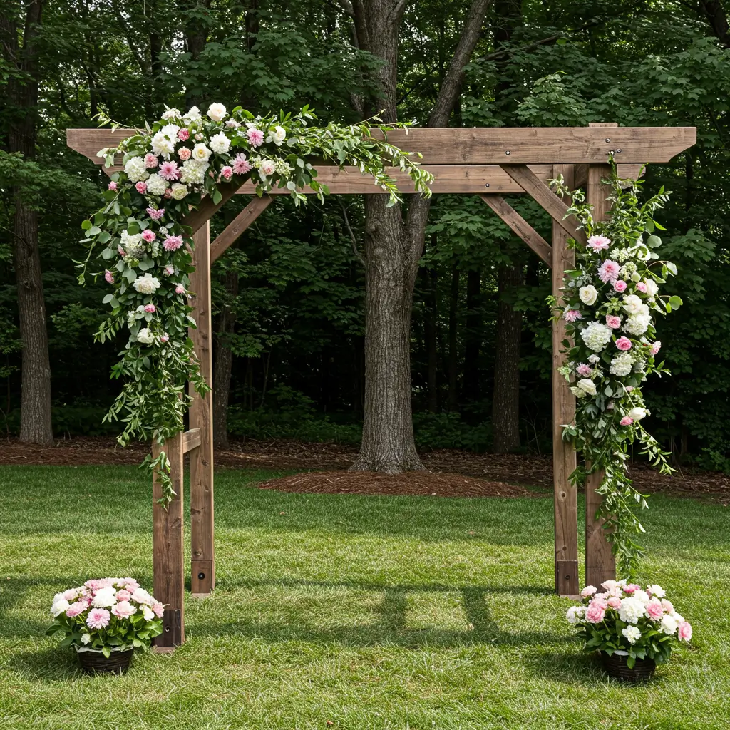 Rustic Wooden Arch with Florals